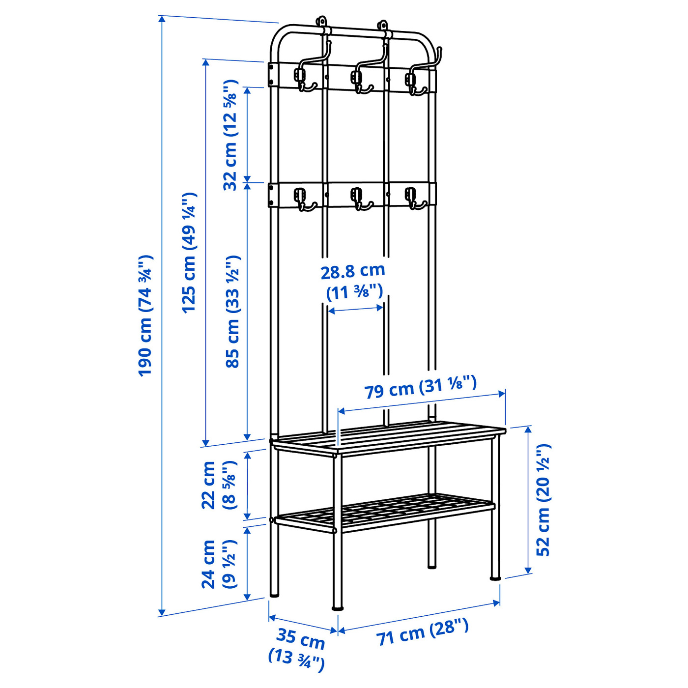 IKEA ラック NIPÅSEN coat rack and bench w shoe storage black - IKEA