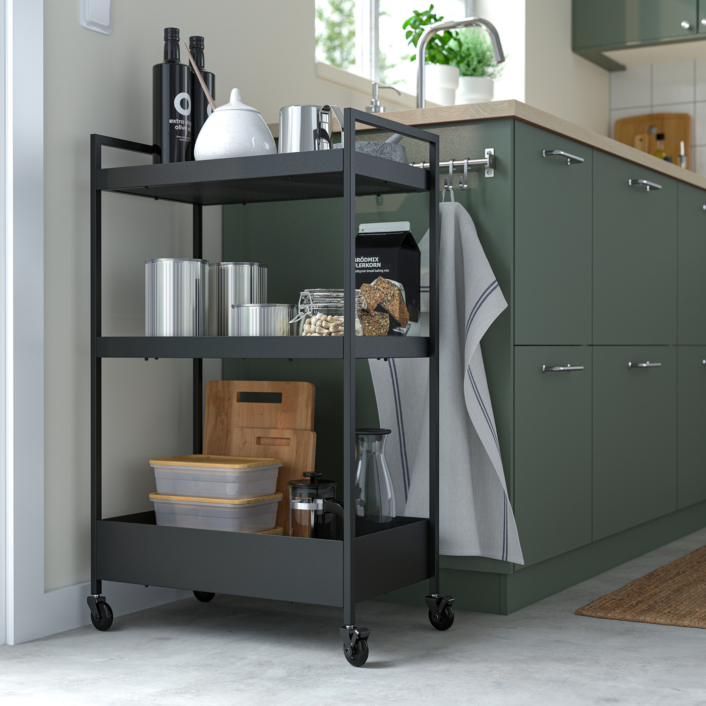 NISSAFORS trolley lockable wheels black - IKEA