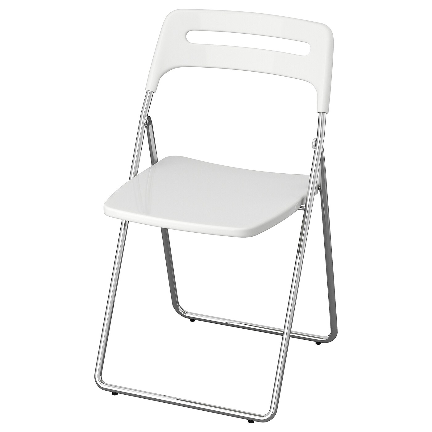 NISSE folding chair high gloss white chrome plated IKEA