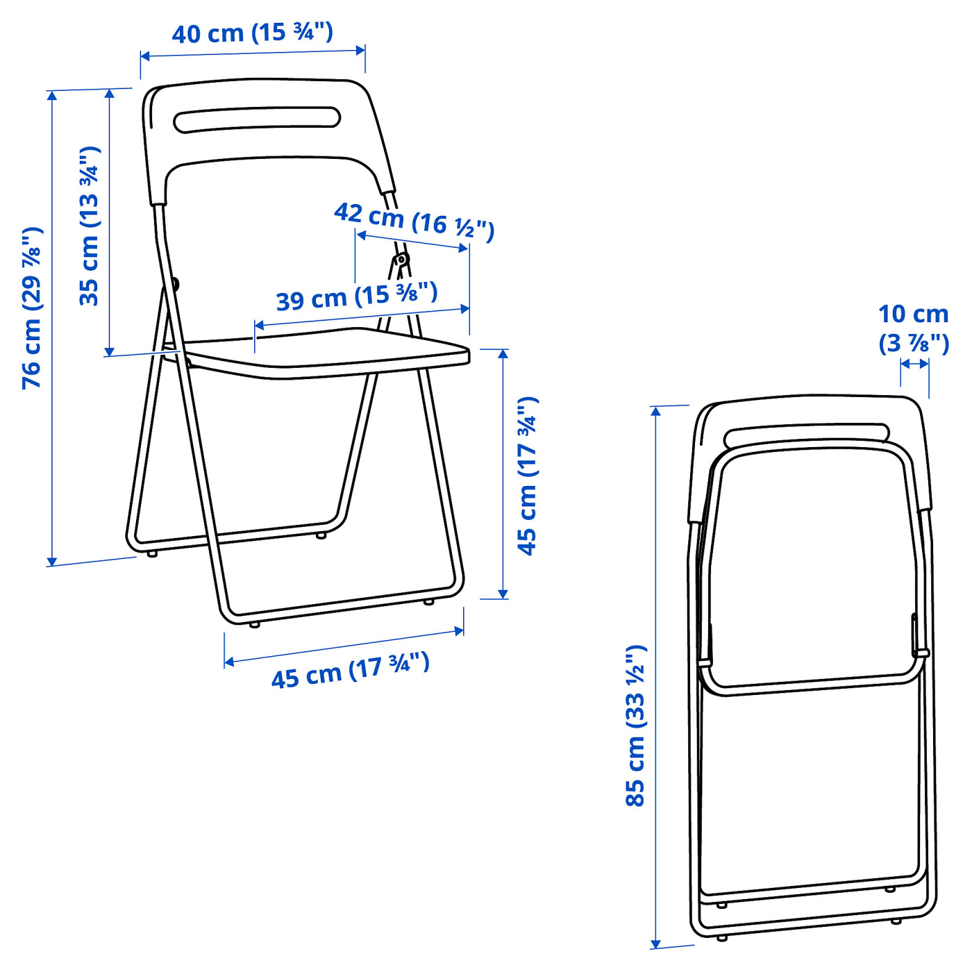 IKEA 椅子 NISSE folding chair high-gloss white/chrome-plated - IKEA