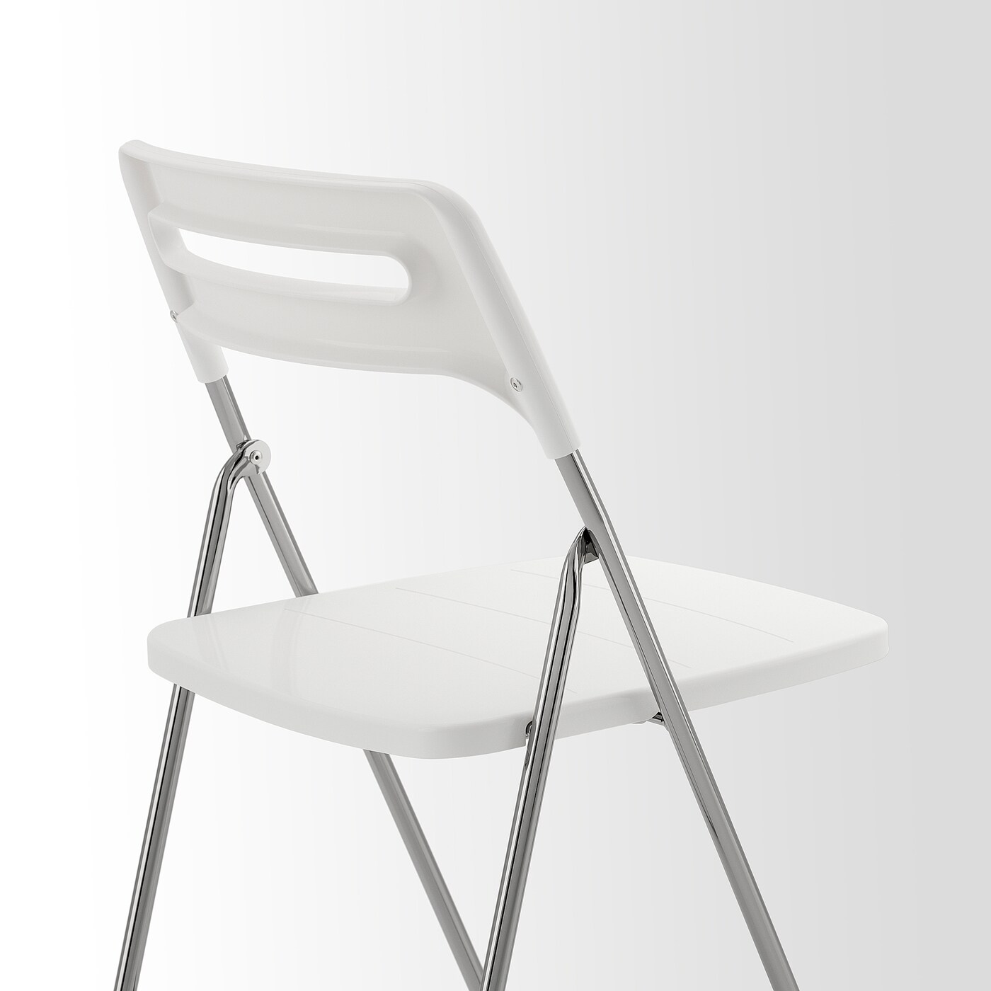 NISSE folding chair high-gloss white/chrome-plated - IKEA