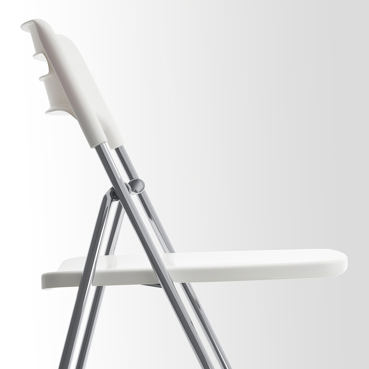 NISSE folding chair high-gloss white/chrome-plated - IKEA
