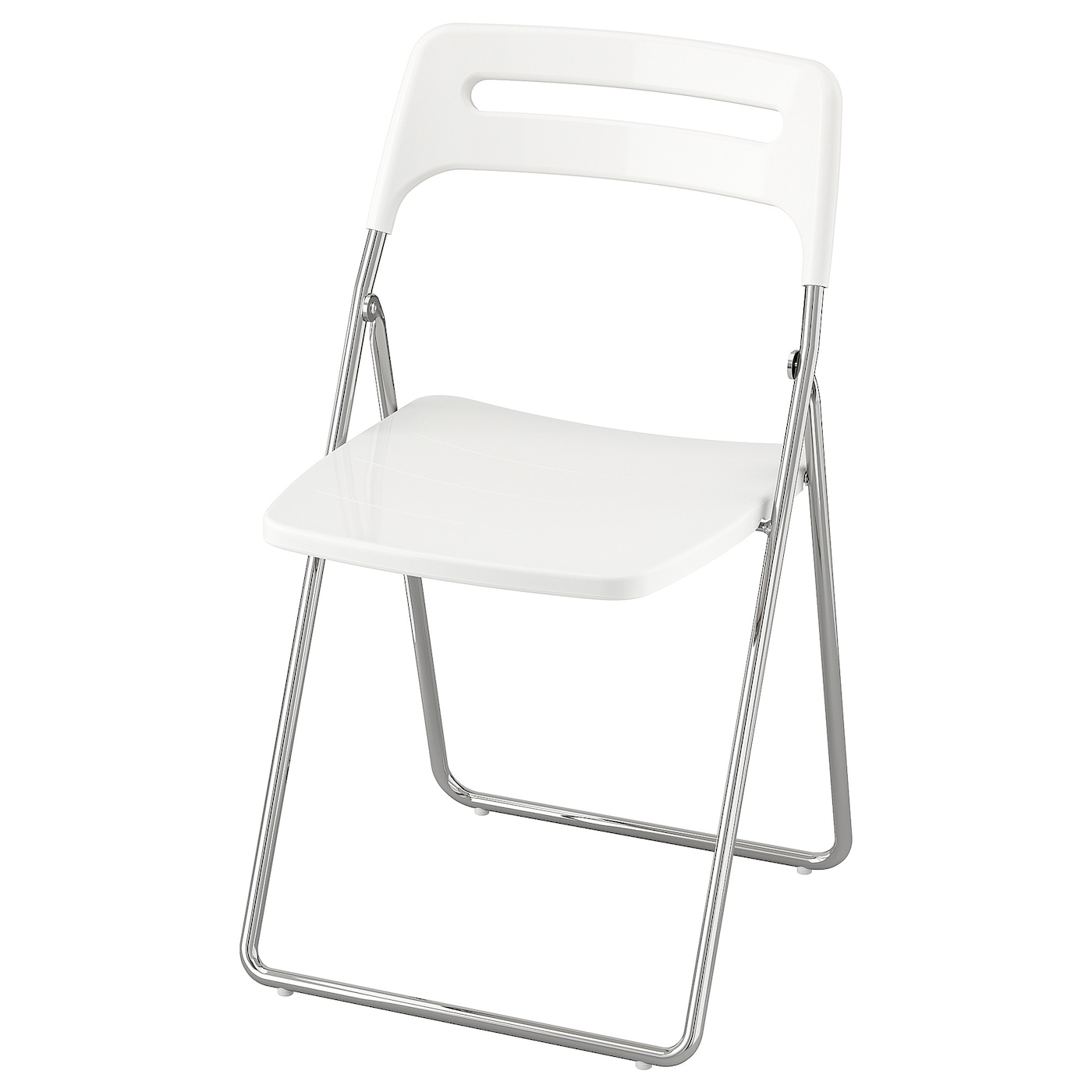 NISSE folding chair high gloss white chrome plated IKEA