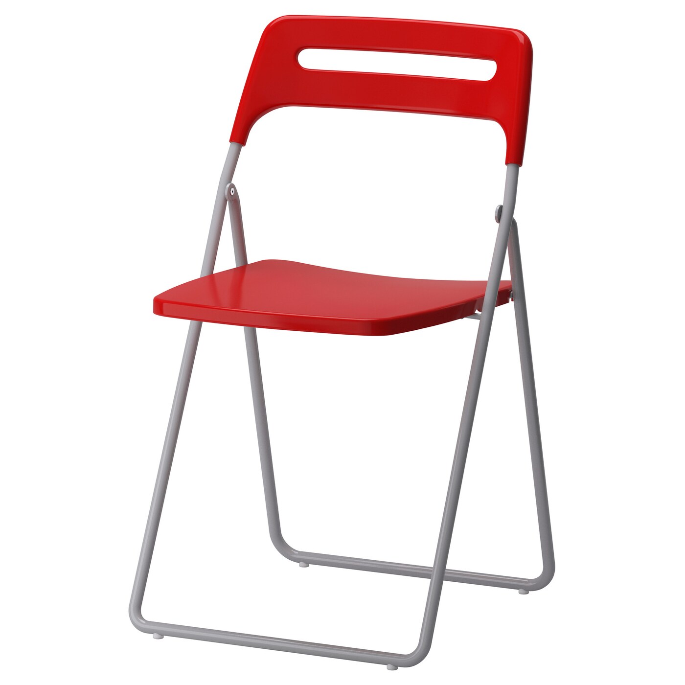 NISSE folding chair silver-colour/red - IKEA