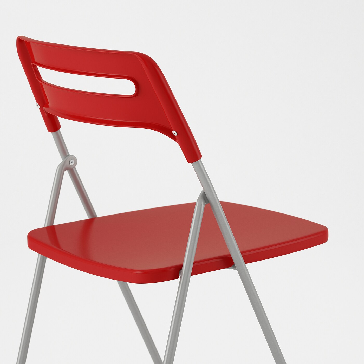 NISSE folding chair silver-colour/red - IKEA