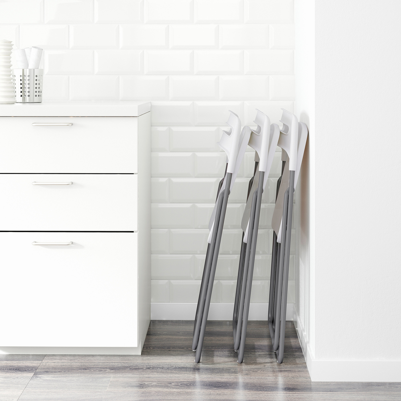 NISSE folding chair silver-colour/white - IKEA
