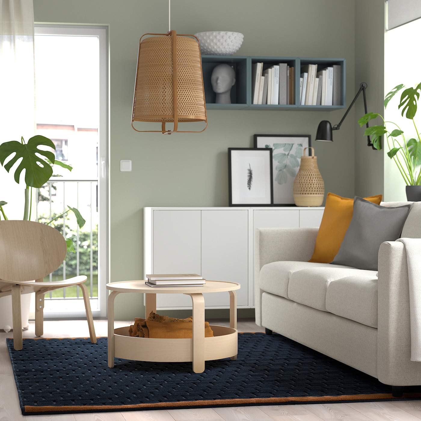 ノーヴリング ラグ パイル短, ダークブルー/イエローブラウン, 170x240 NÖVLING rug, low pile dark blue/yellow-brown - IKEA