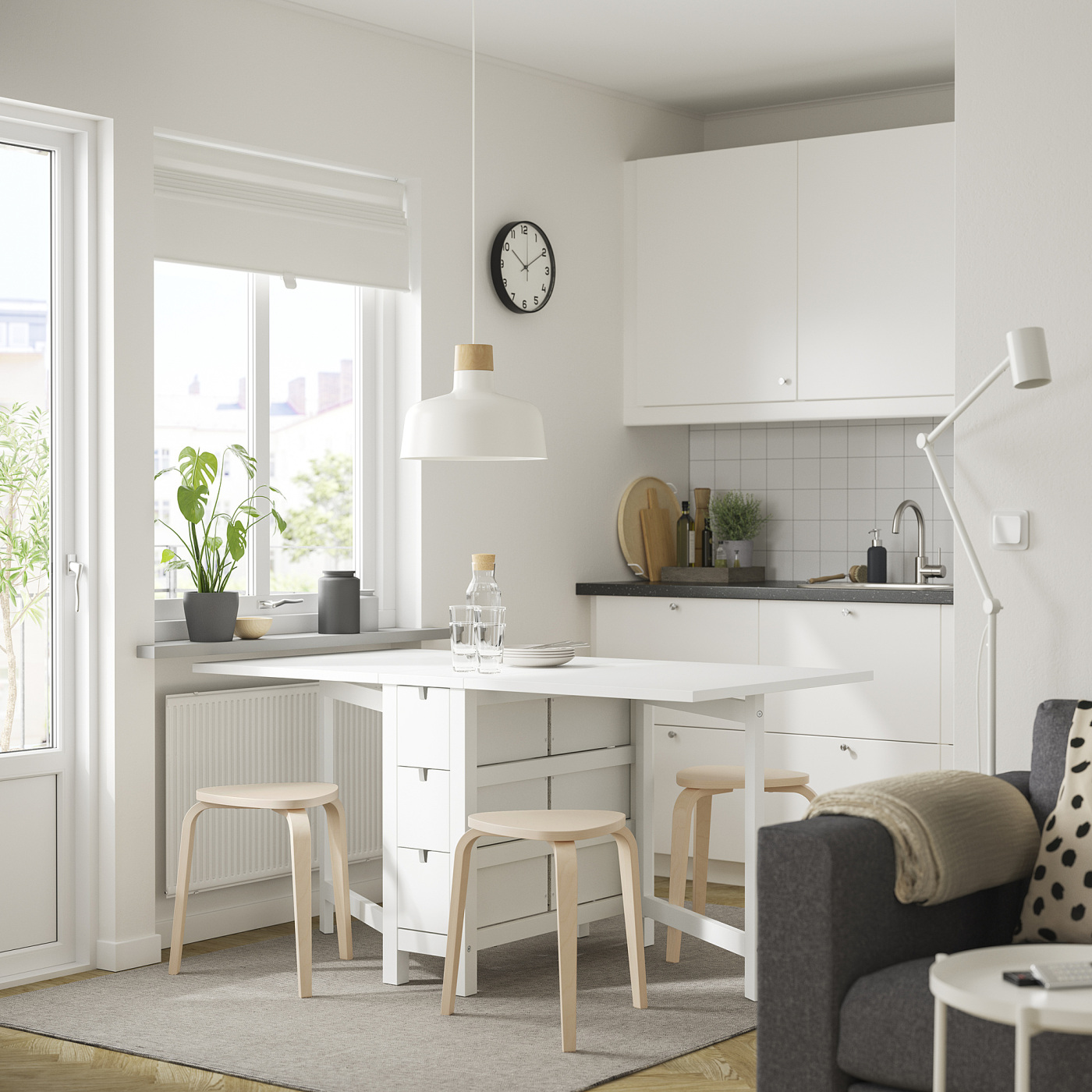 NORDEN / KYRRE table and 4 stools white/birch - IKEA