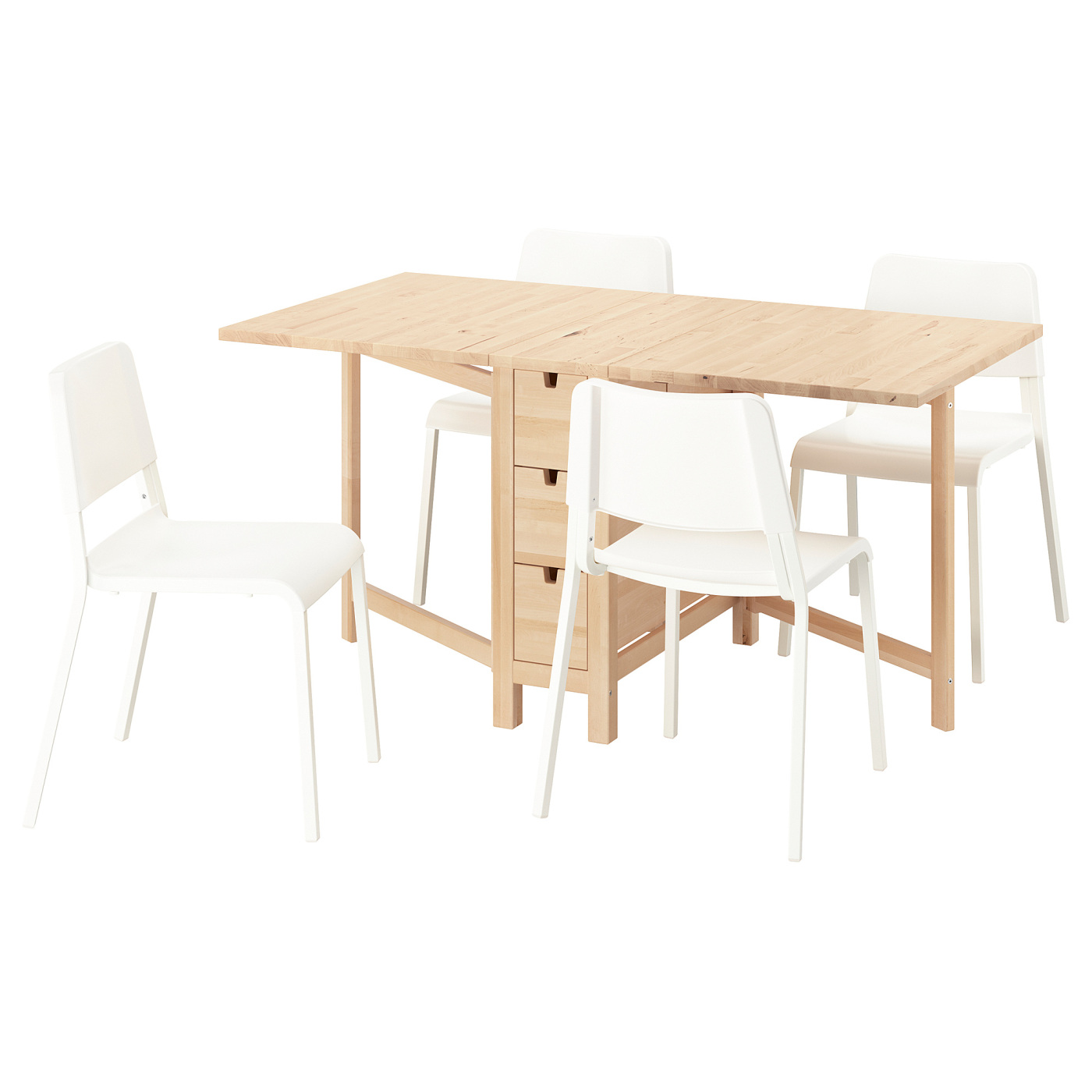 NORDEN / TEODORES table and 4 chairs birch/white - IKEA