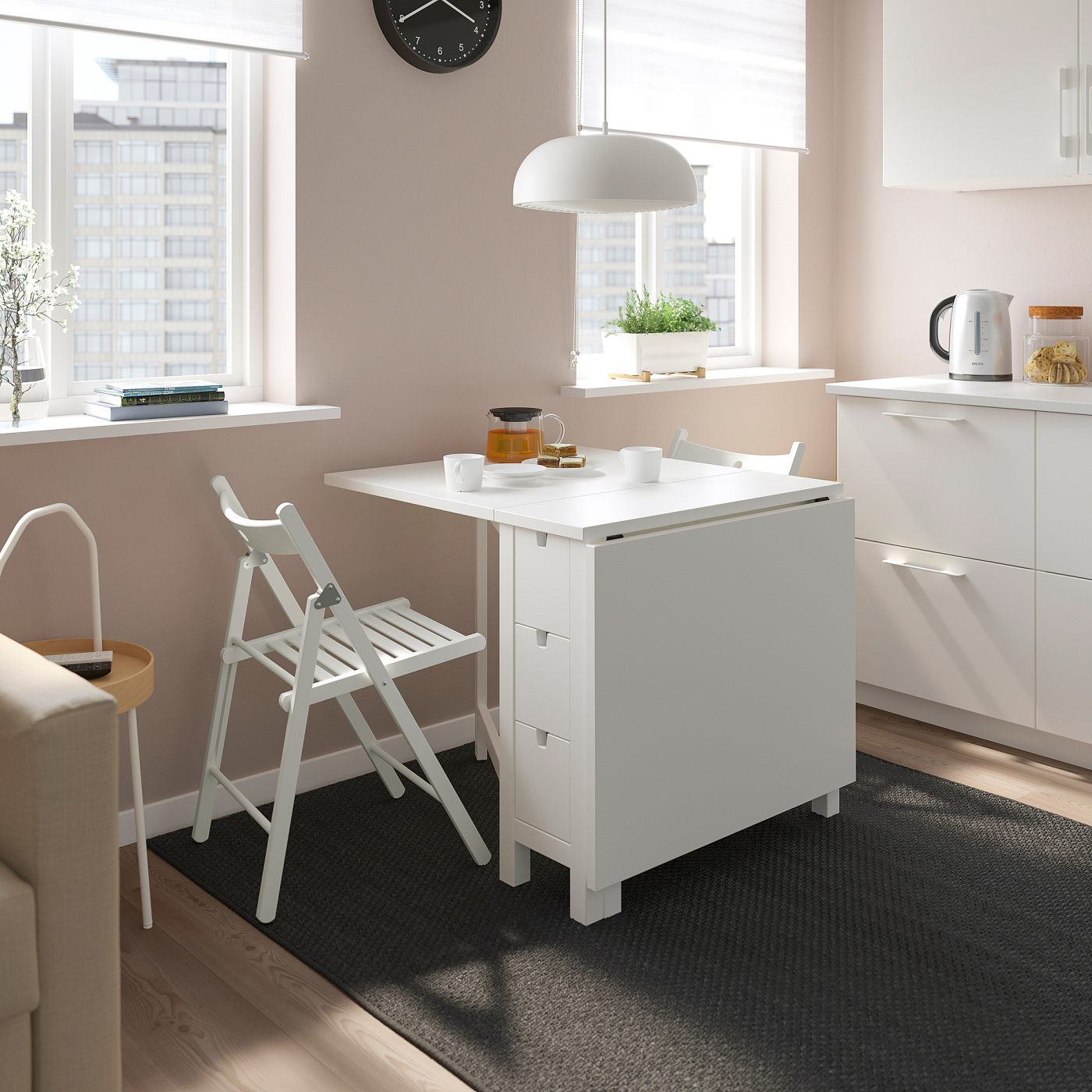 NORDEN / TERJE table and 2 folding chairs white/white - IKEA