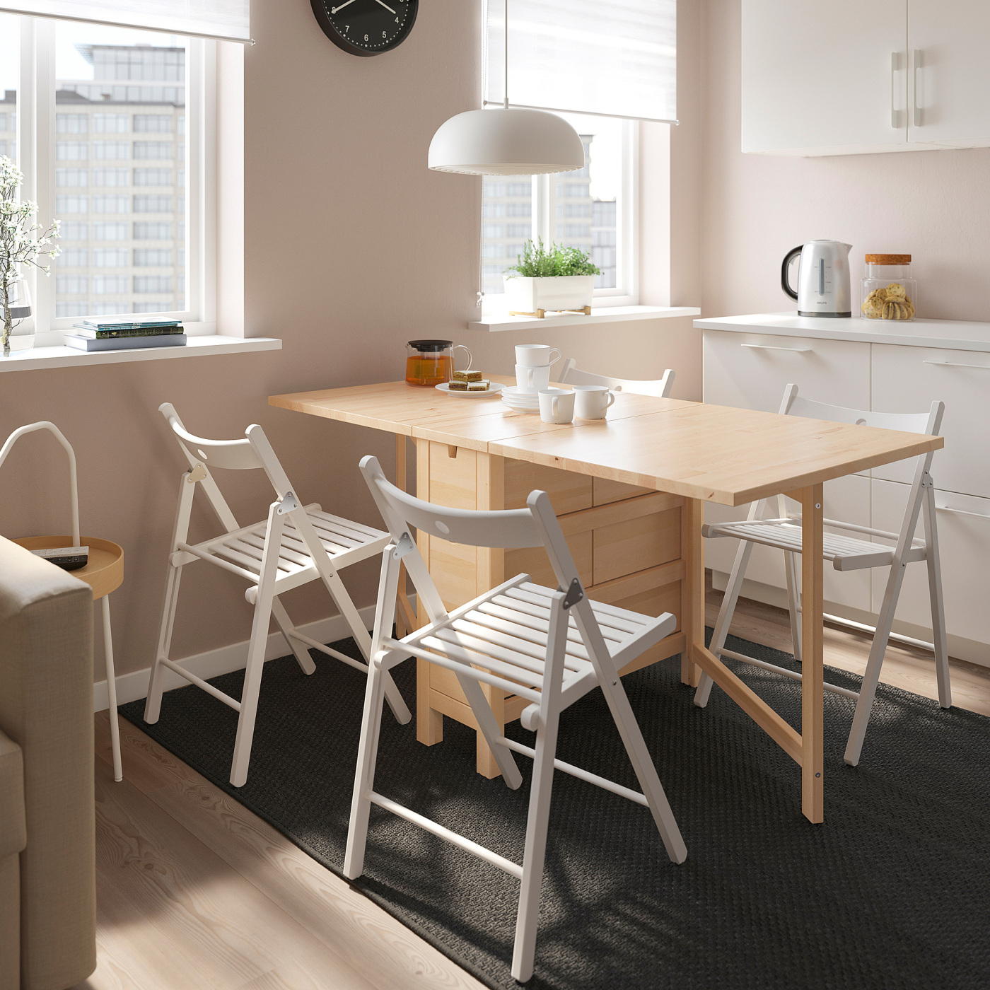 NORDEN / TERJE table and 4 chairs foldable birch/white - IKEA