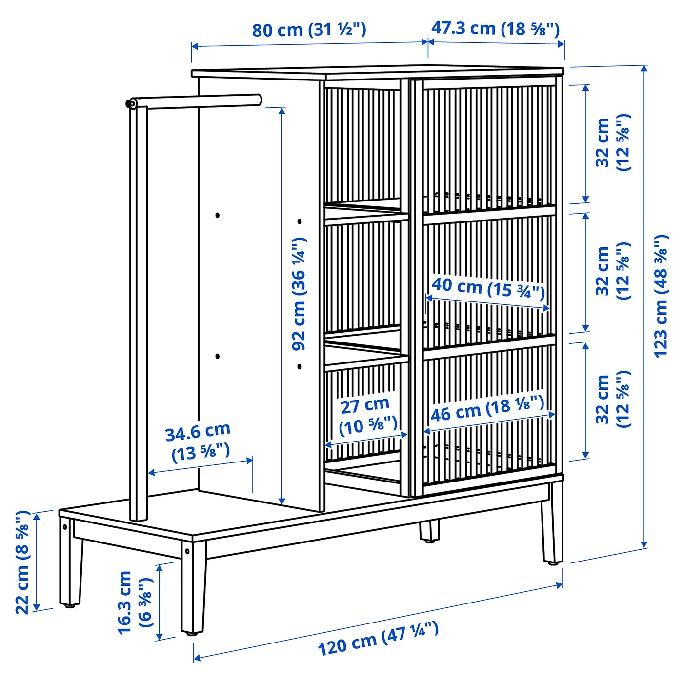 NORDKISA open wardrobe with sliding door bamboo - IKEA