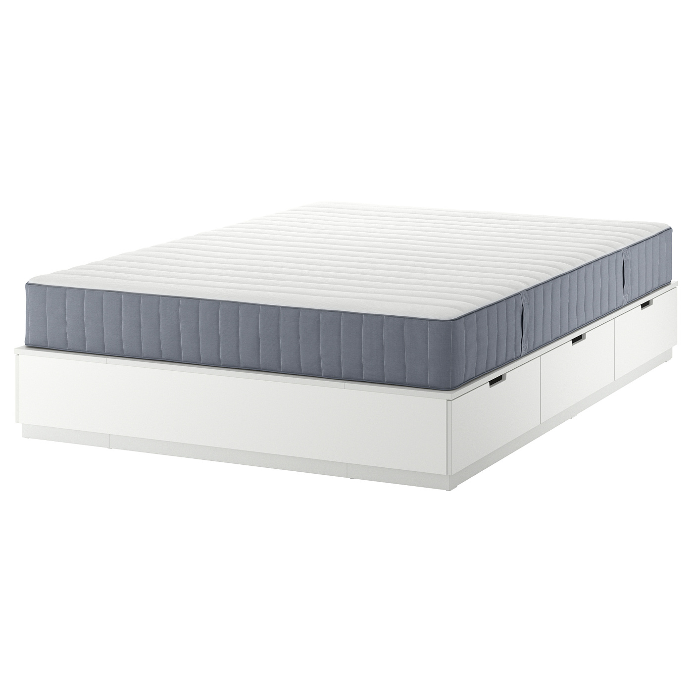 NORDLI bed frame with storage and mattress white/Valevåg extra
