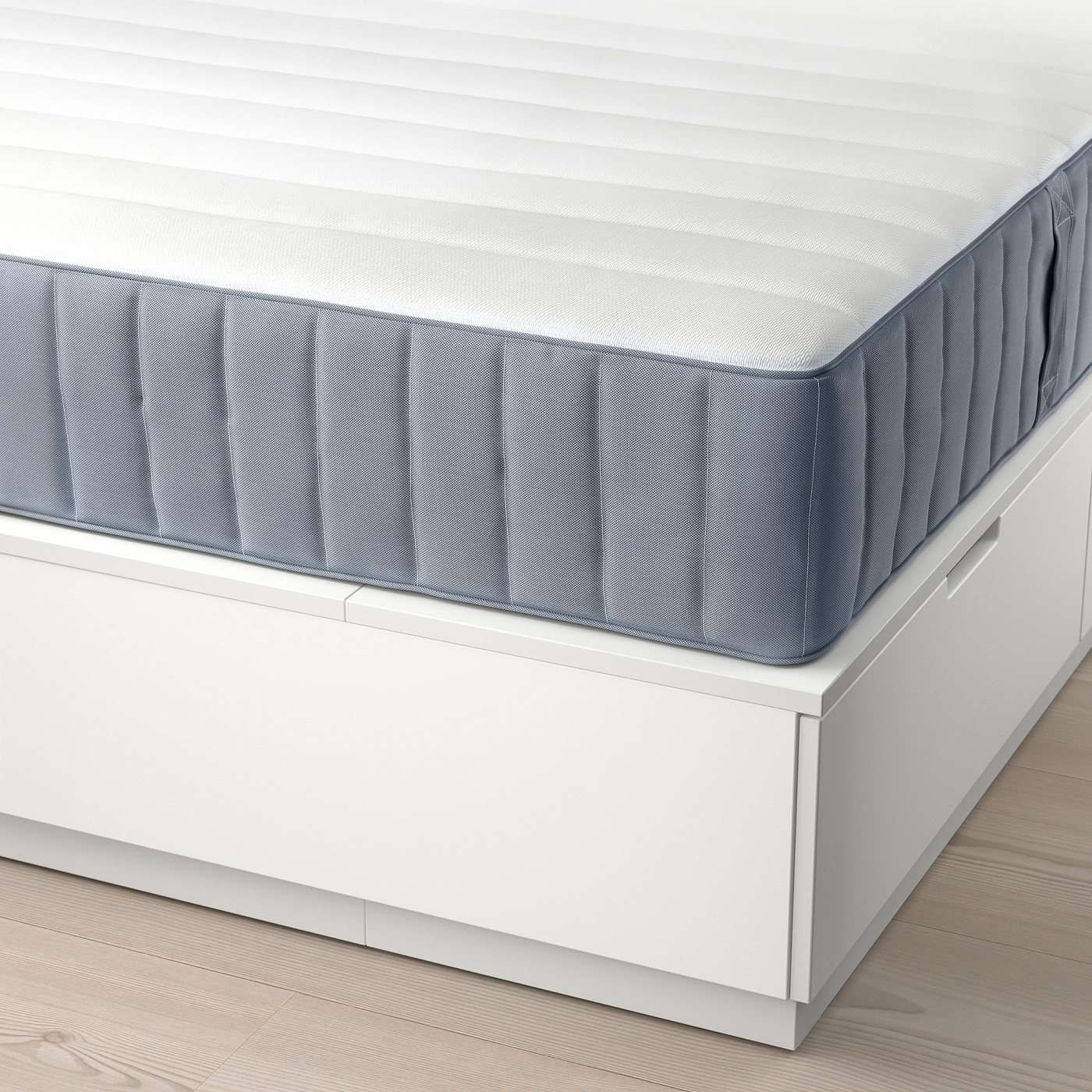 NORDLI bed frame with storage and mattress white/Valevåg super