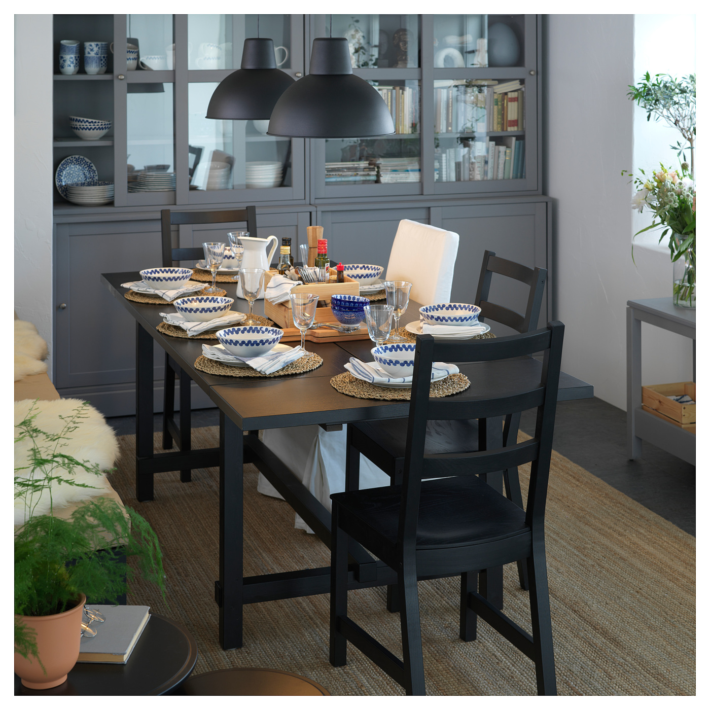 【Max商品】IKEA NORDVIKEN 伸縮テーブル椅子4脚 NORDVIKEN / NORDVIKEN table and 4 chairs black/black - IKEA