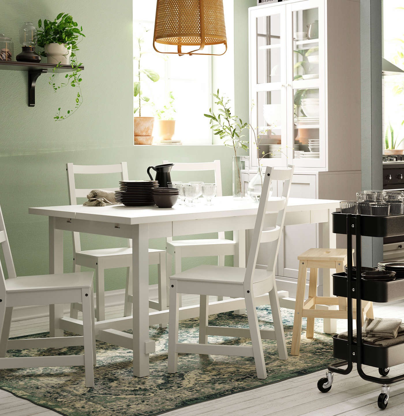 NORDVIKEN / NORDVIKEN table and 4 chairs white/white - IKEA