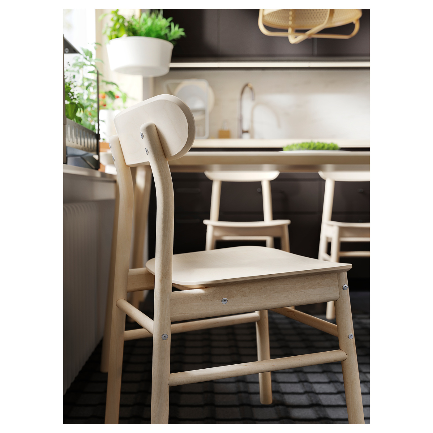 NORDVIKEN / RÖNNINGE table and 4 chairs white/birch - IKEA