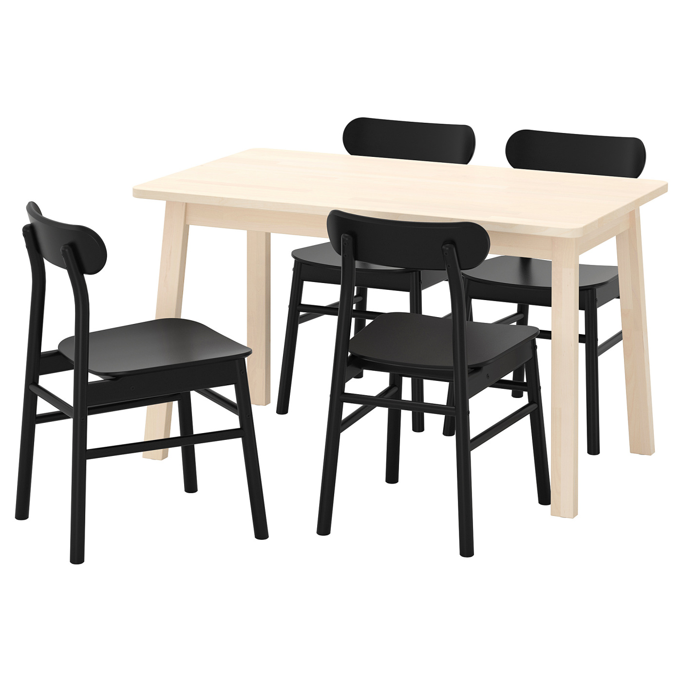 NORRÅKER / RÖNNINGE table and 4 chairs birch/black - IKEA