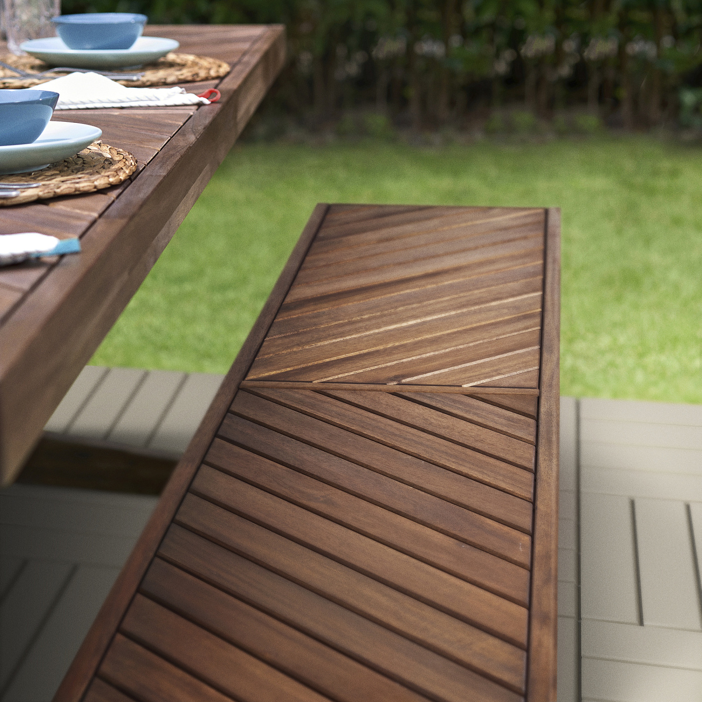 noko128 90✖️54 脚ブラウン NORRMANSÖ bench, outdoor acacia - IKEA
