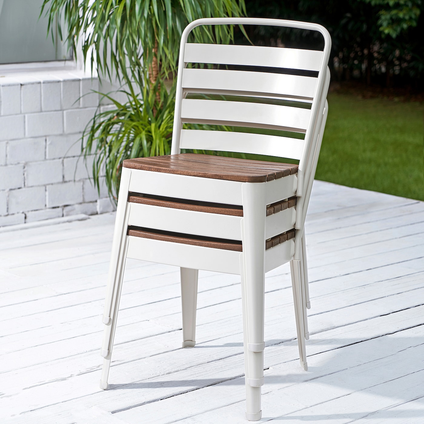 NORRMANSO chair outdoor in outdoor beige acacia IKEA