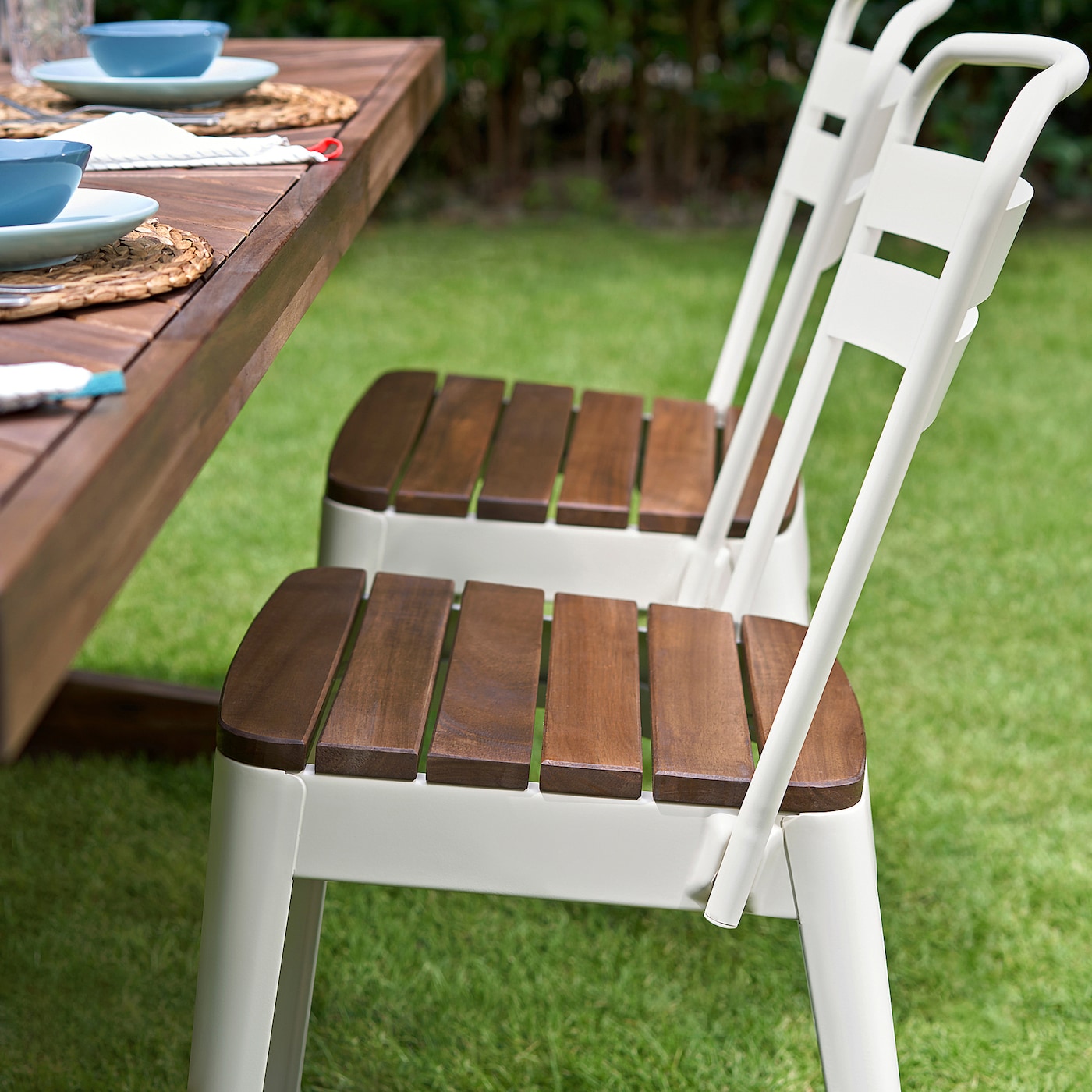 NORRMANSO chair outdoor in outdoor beige acacia IKEA