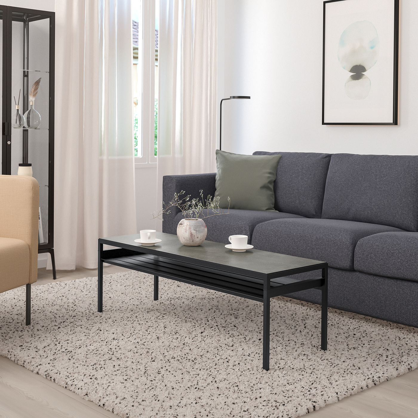 NYBODA coffee table w reversible table top dark grey concrete