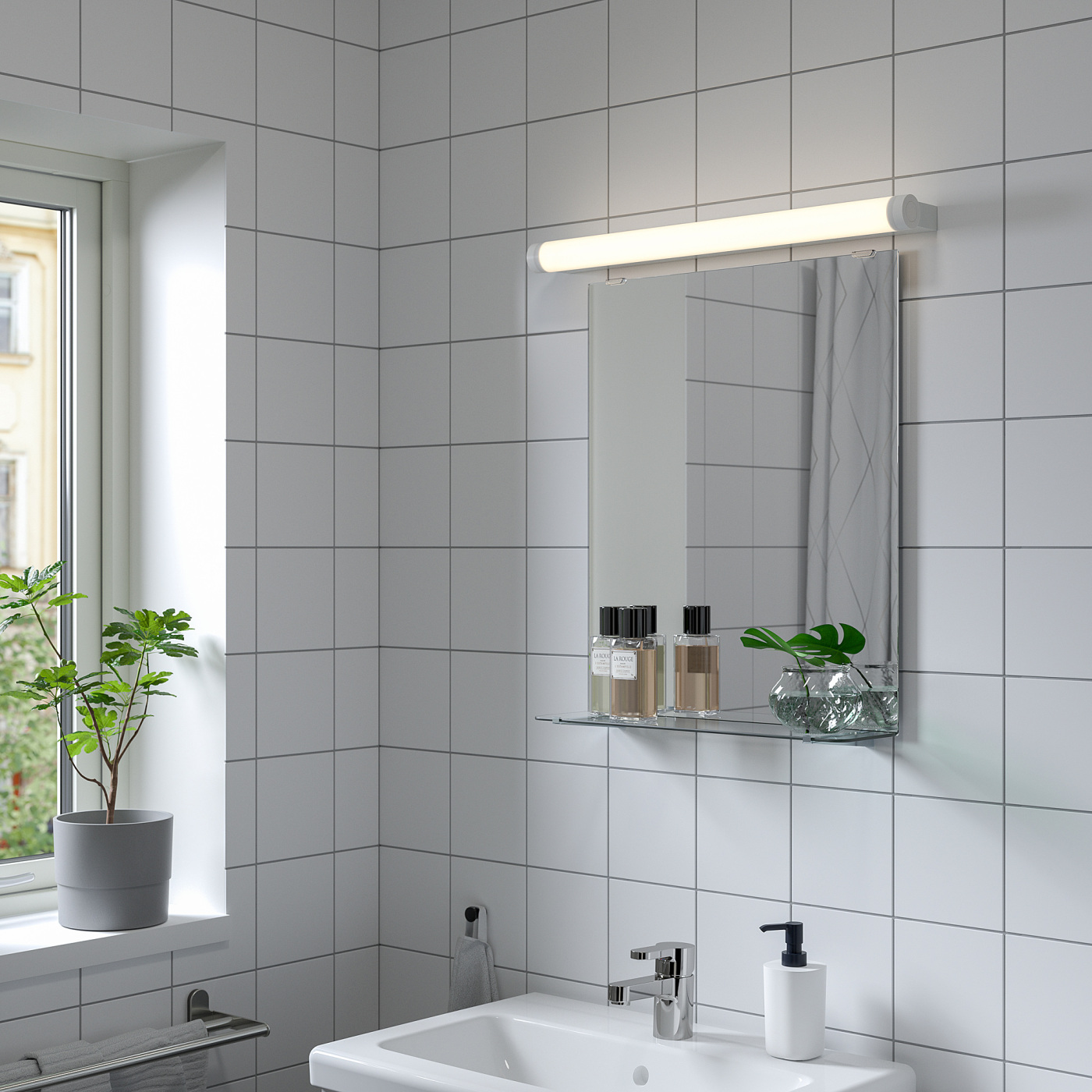NYSJÖN mirror with shelf white - IKEA