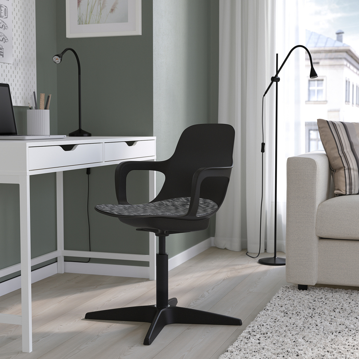 ODGER swivel chair + pad anthracite - IKEA