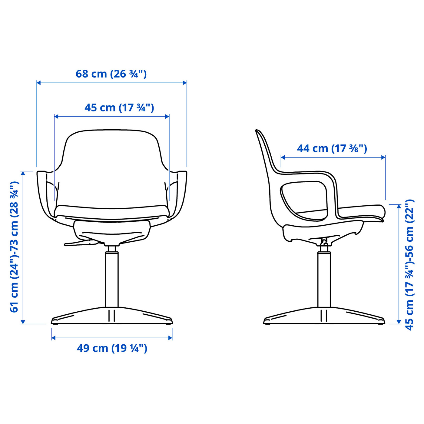 ODGER swivel chair + pad anthracite - IKEA