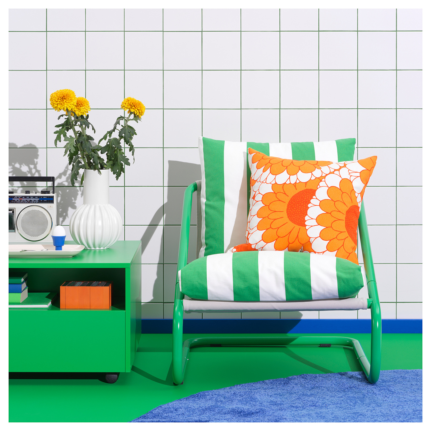 ÖNNESTAD cushion set armchair green/white/Radbyn - IKEA