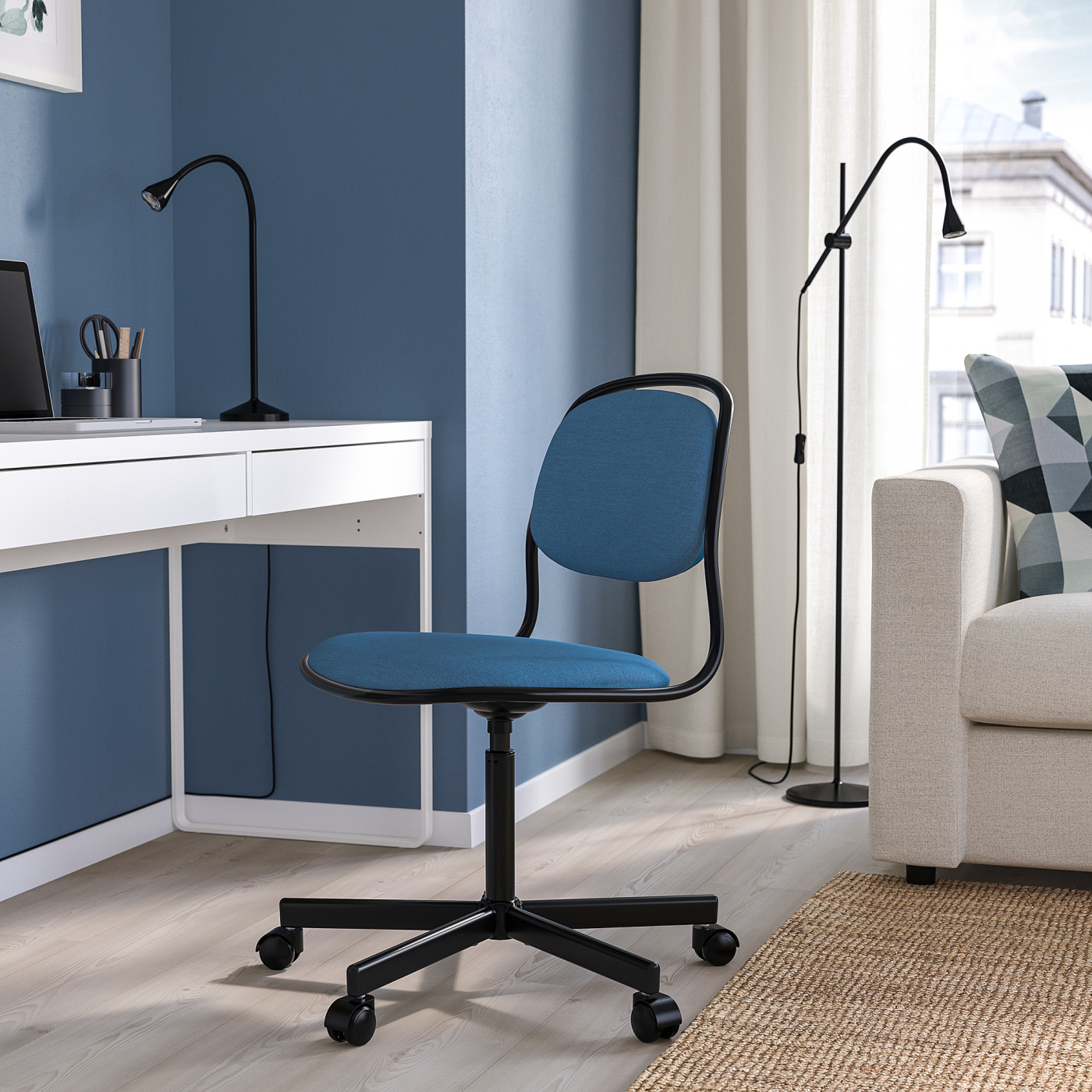 ÖRFJÄLL swivel chair black/Vissle blue - IKEA
