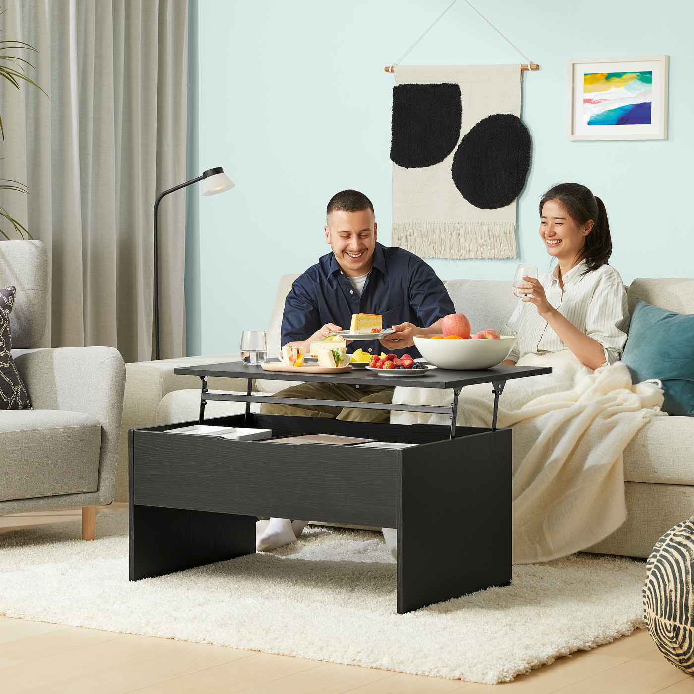 IKEA イケア ODDVALD オッドヴァルド　ブラック　2脚セット　テーブル ÖSTAVALL adjustable coffee table black - IKEA