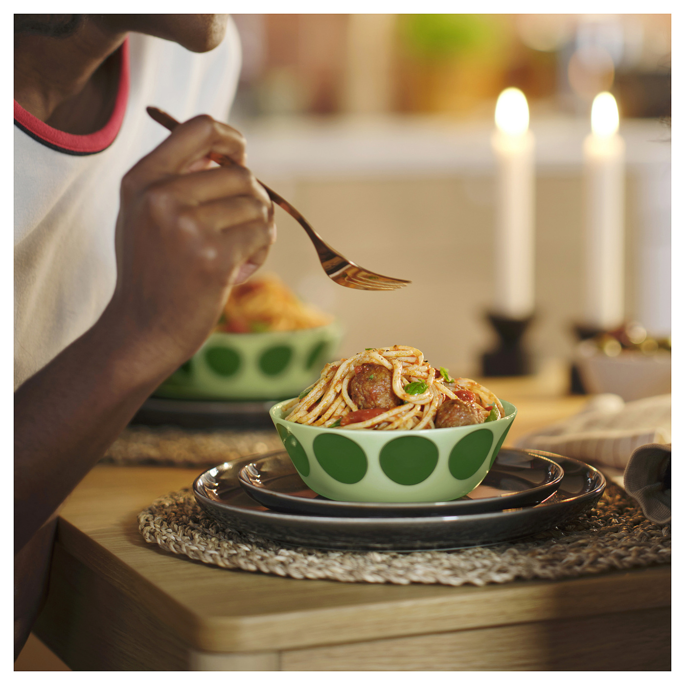 OFTAST bowl light green green/dot pattern - IKEA