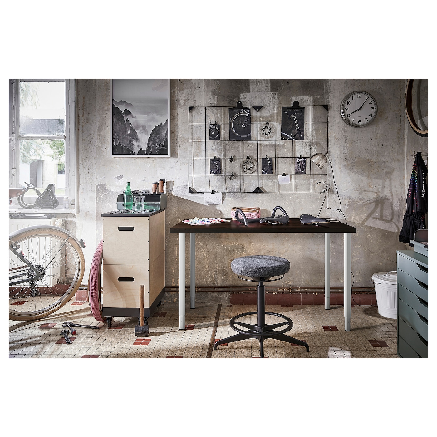 IKEA LINNMON テーブル 120x60 ホワイトOLOV脚4本セット LINNMON / OLOV desk, white, 393/8x235/8
