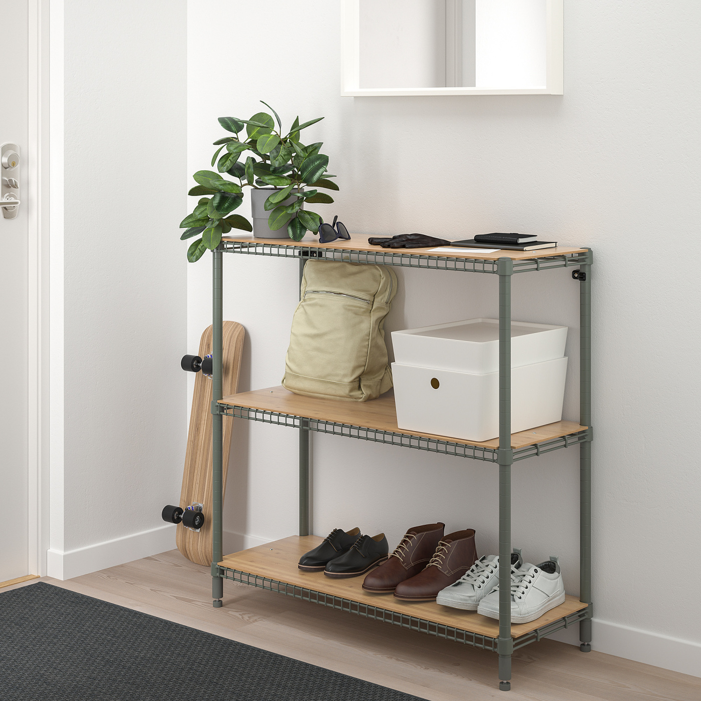 OMAR 1 shelf section grey-green bamboo - IKEA OMAR 1 shelf section grey-green bamboo - IKEA