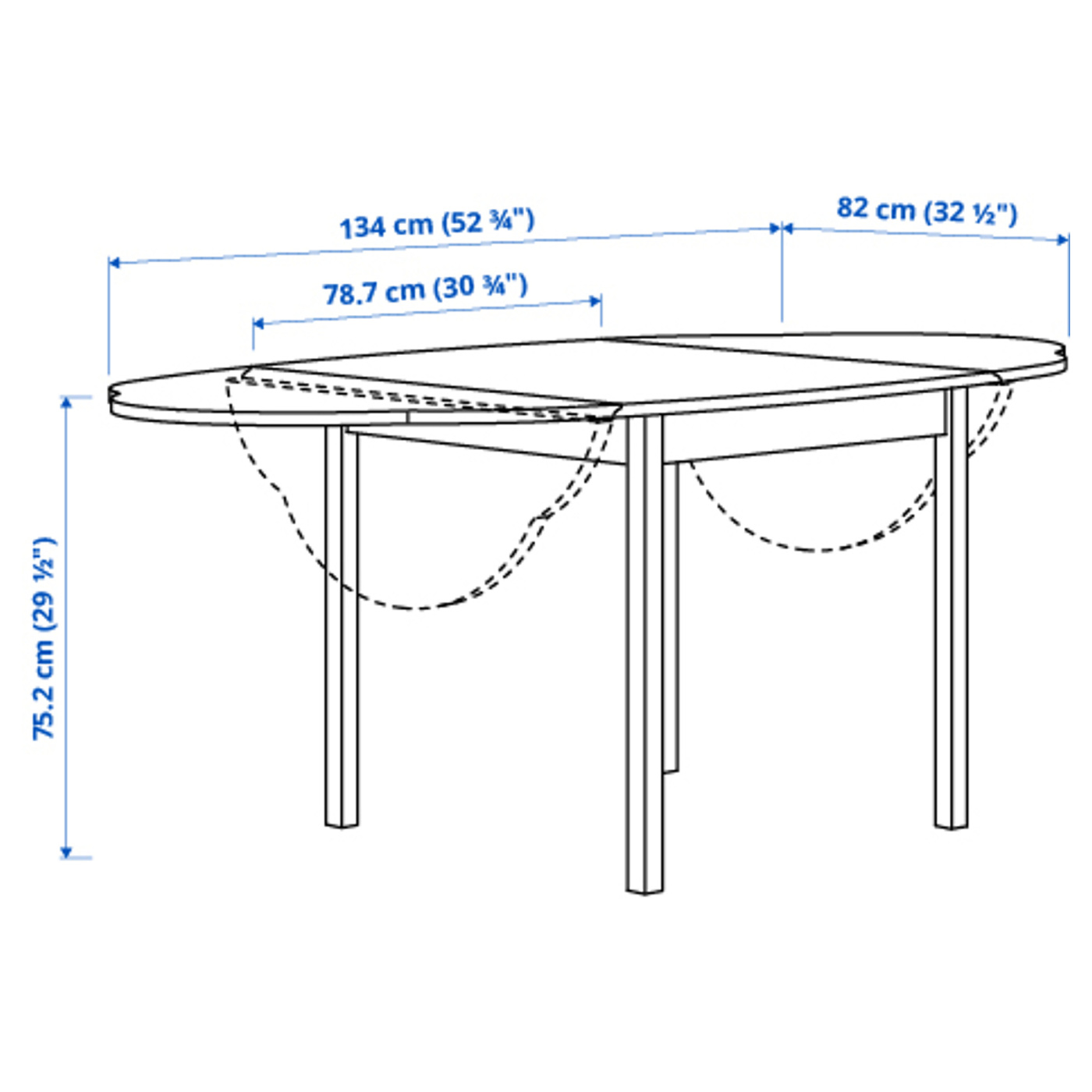 OMMJÄNGE drop-leaf table pine/stained blue - IKEA