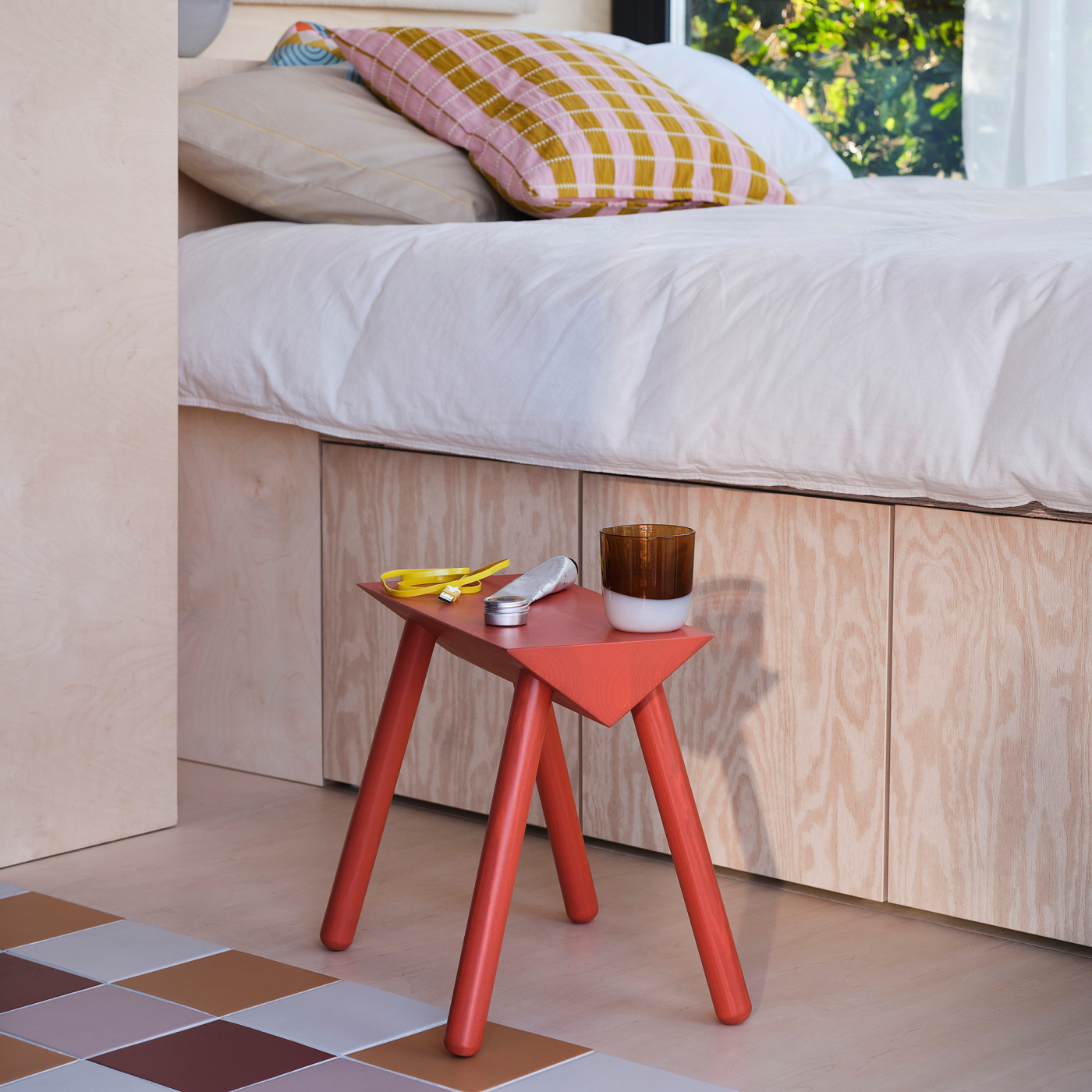 OMMJÄNGE stool orange-red/stained - IKEA