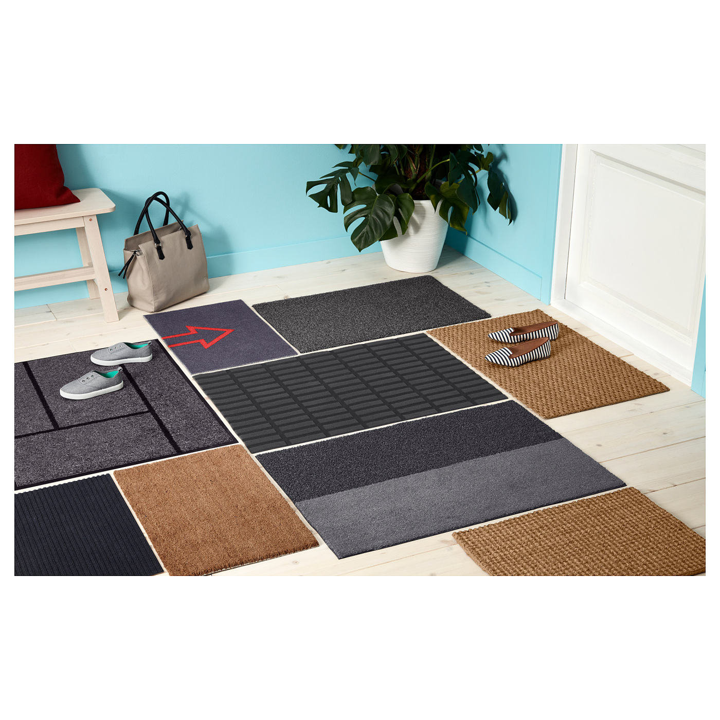 OPLEV door mat in/outdoor grey - IKEA