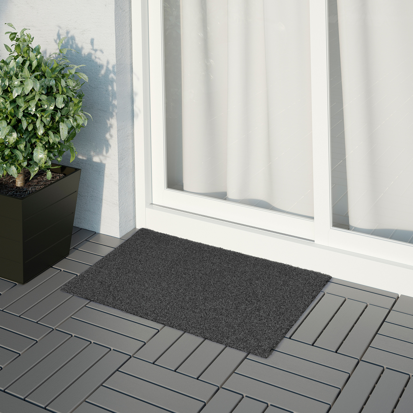 OPLEV door mat in/outdoor grey - IKEA