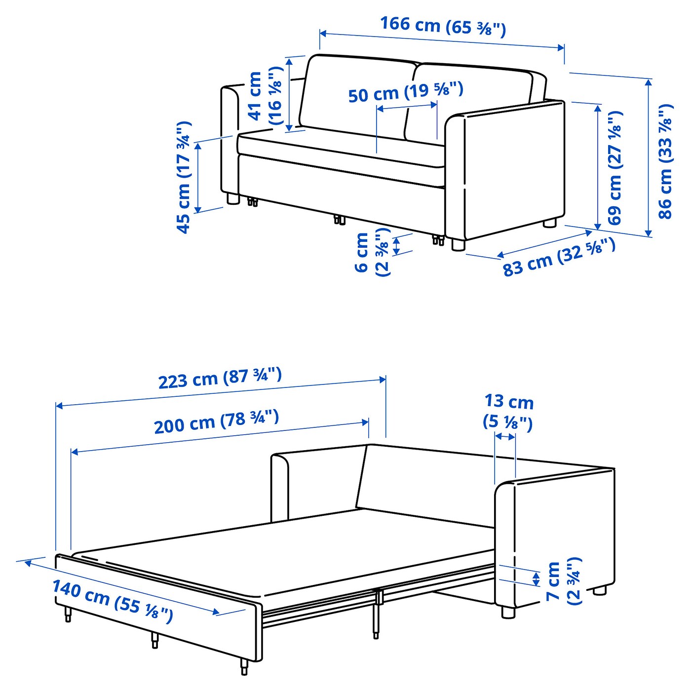 PÄRUP 2-seat sofa-bed Kelinge grey-turquoise - IKEA