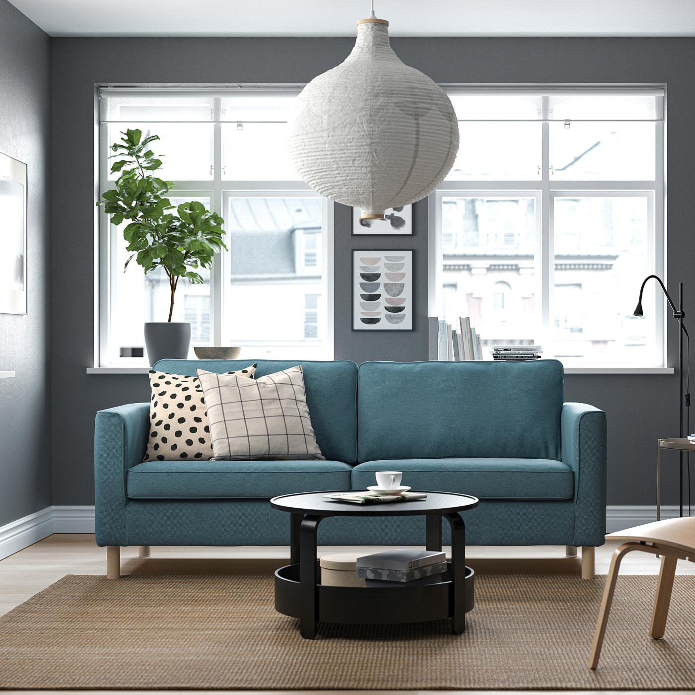 PÄRUP 3-seat sofa Fridtuna dark grey-blue - IKEA
