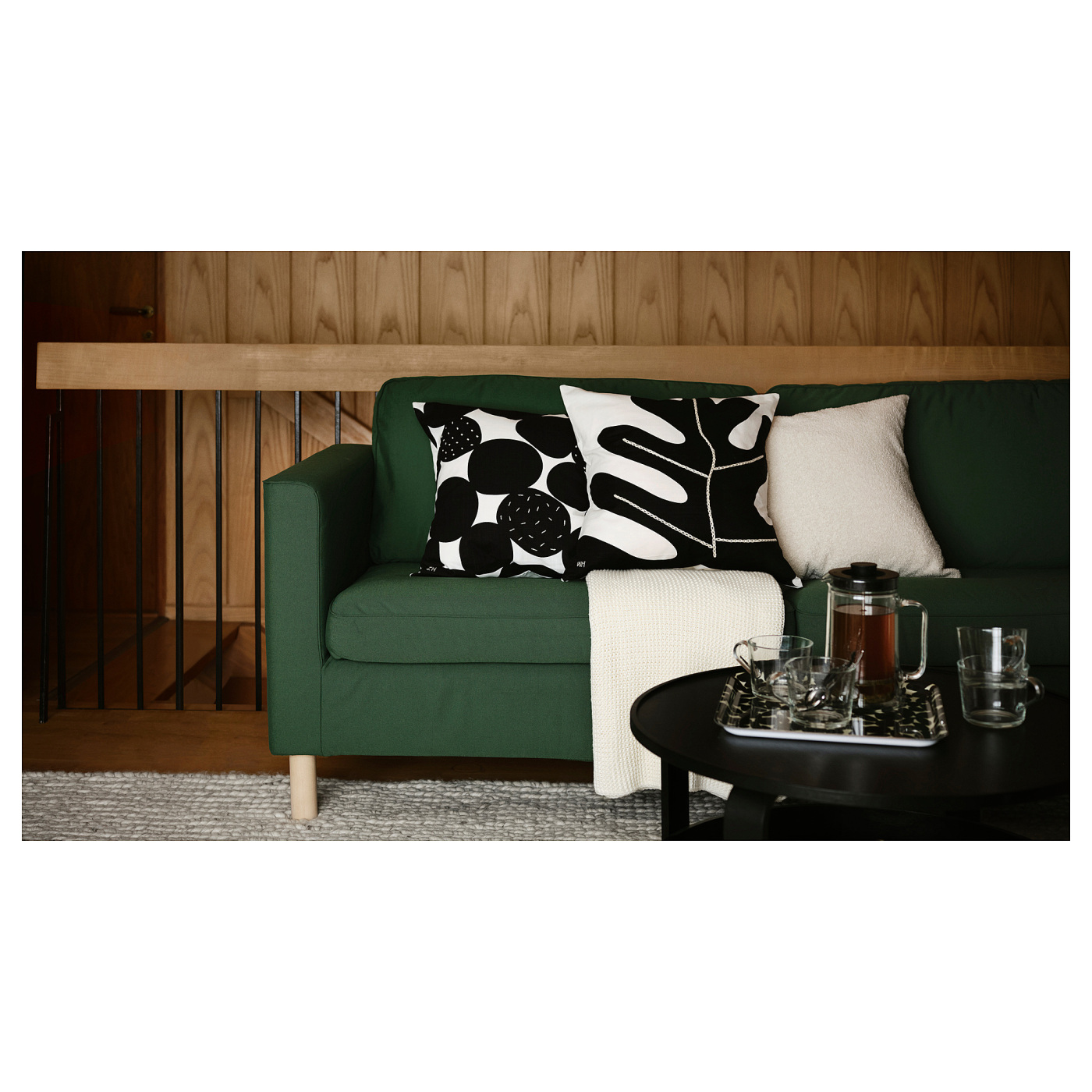 PÄRUP 3-seat sofa Vissle dark green - IKEA