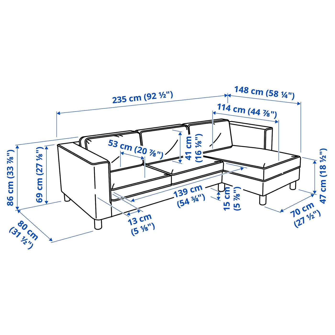 PÄRUP 3-seat sofa with chaise longue Gunnared beige - IKEA
