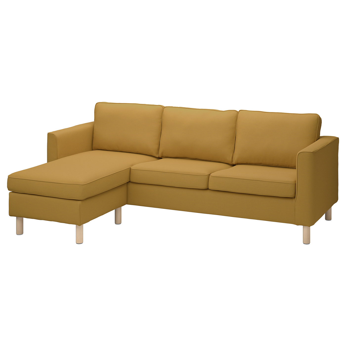 PÄRUP 3-seat sofa with chaise longue Vissle yellow-brown - IKEA