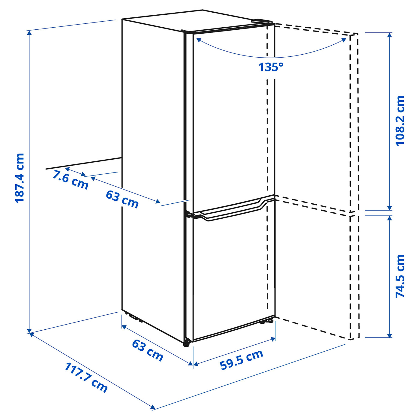 warenaページ PÅKALLA fridge/freezer IKEA 300 freestanding/white - IKEA