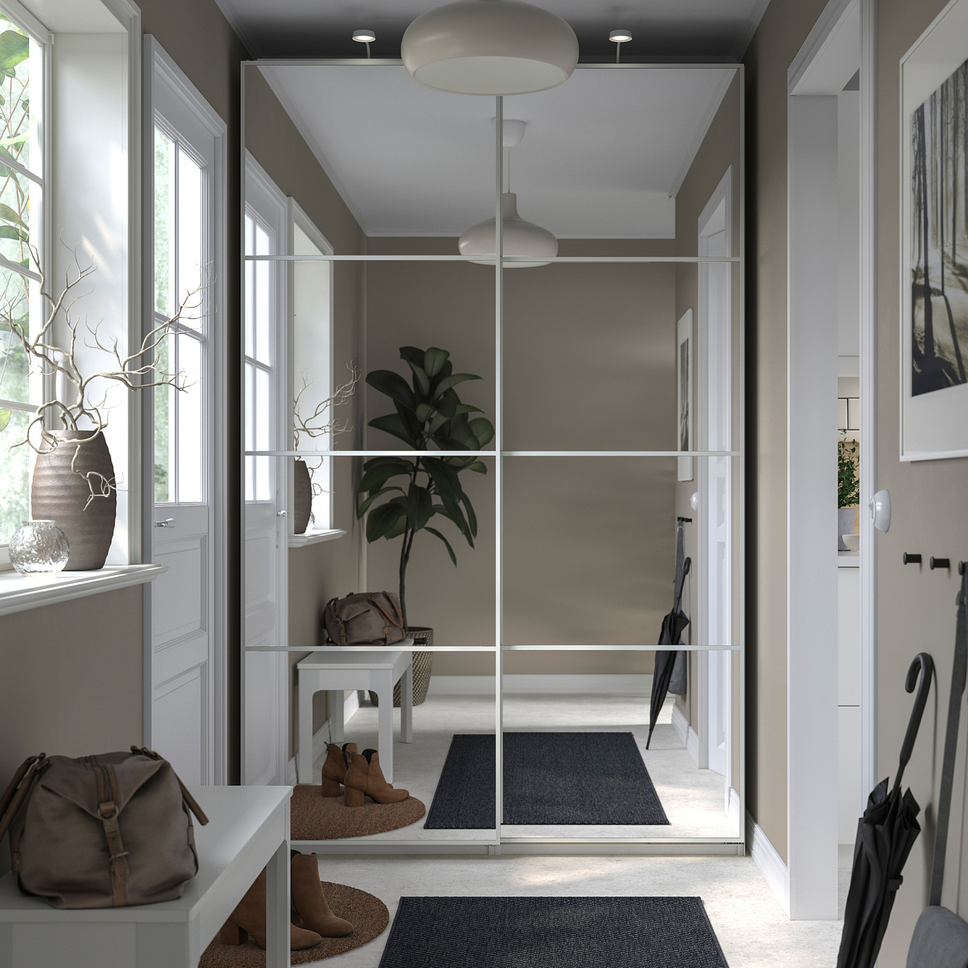 PAX / AULI wardrobe combination white/mirror glass - IKEA