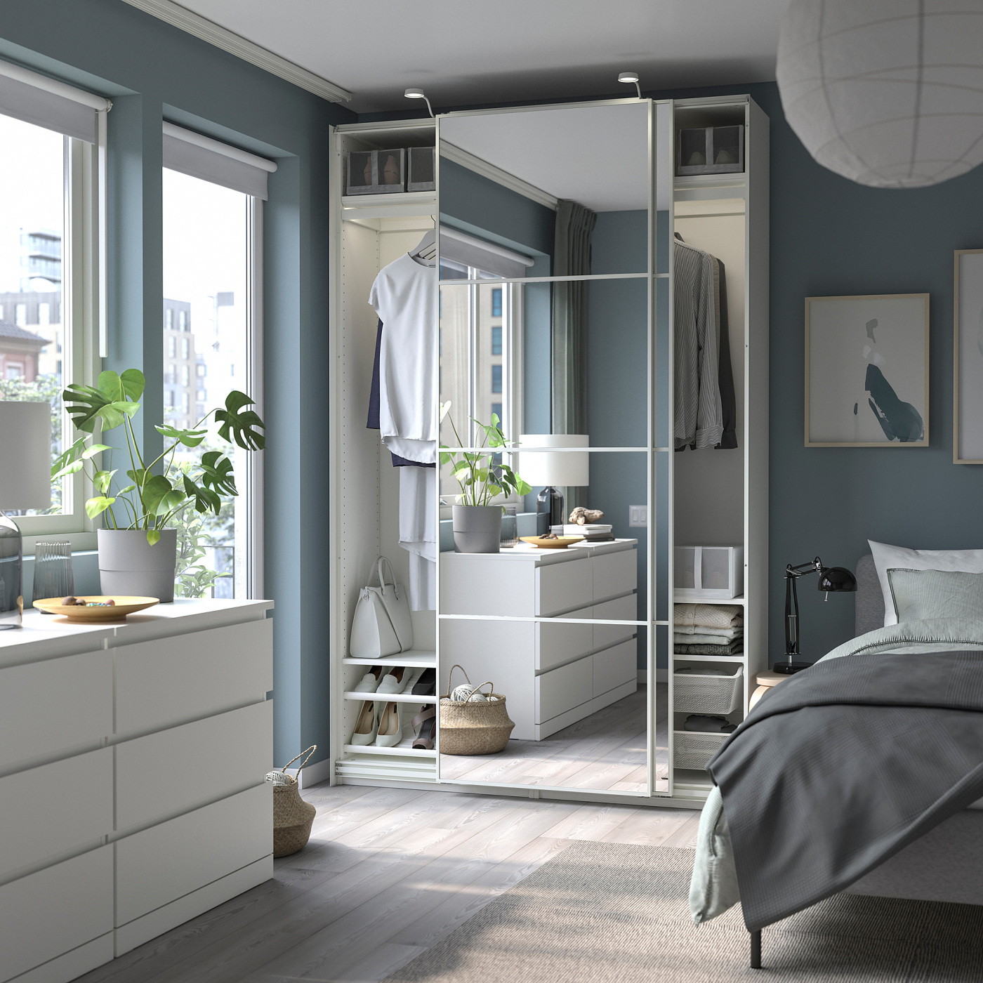 PAX / AULI wardrobe combination white/mirror glass - IKEA