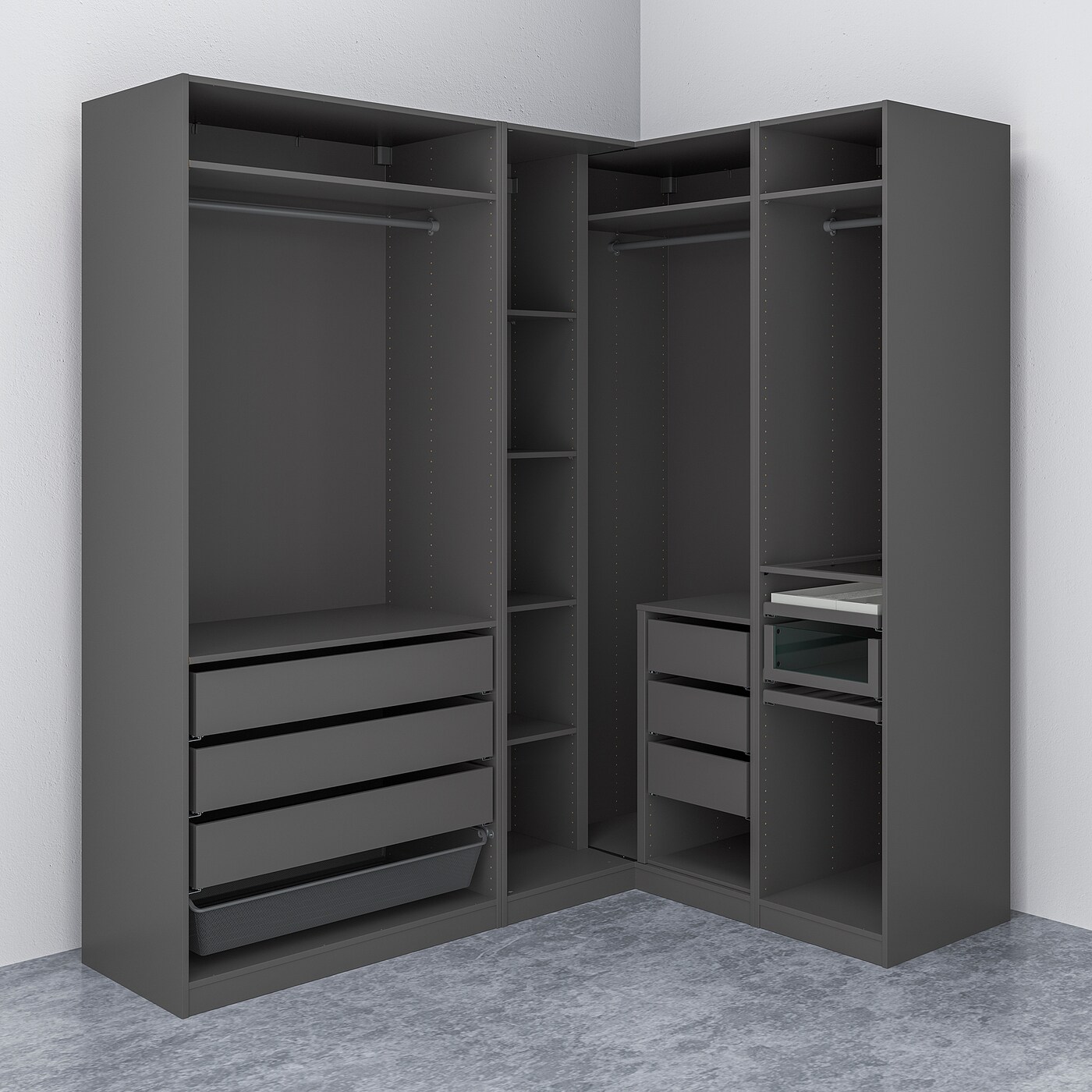 PAX corner wardrobe dark grey - IKEA