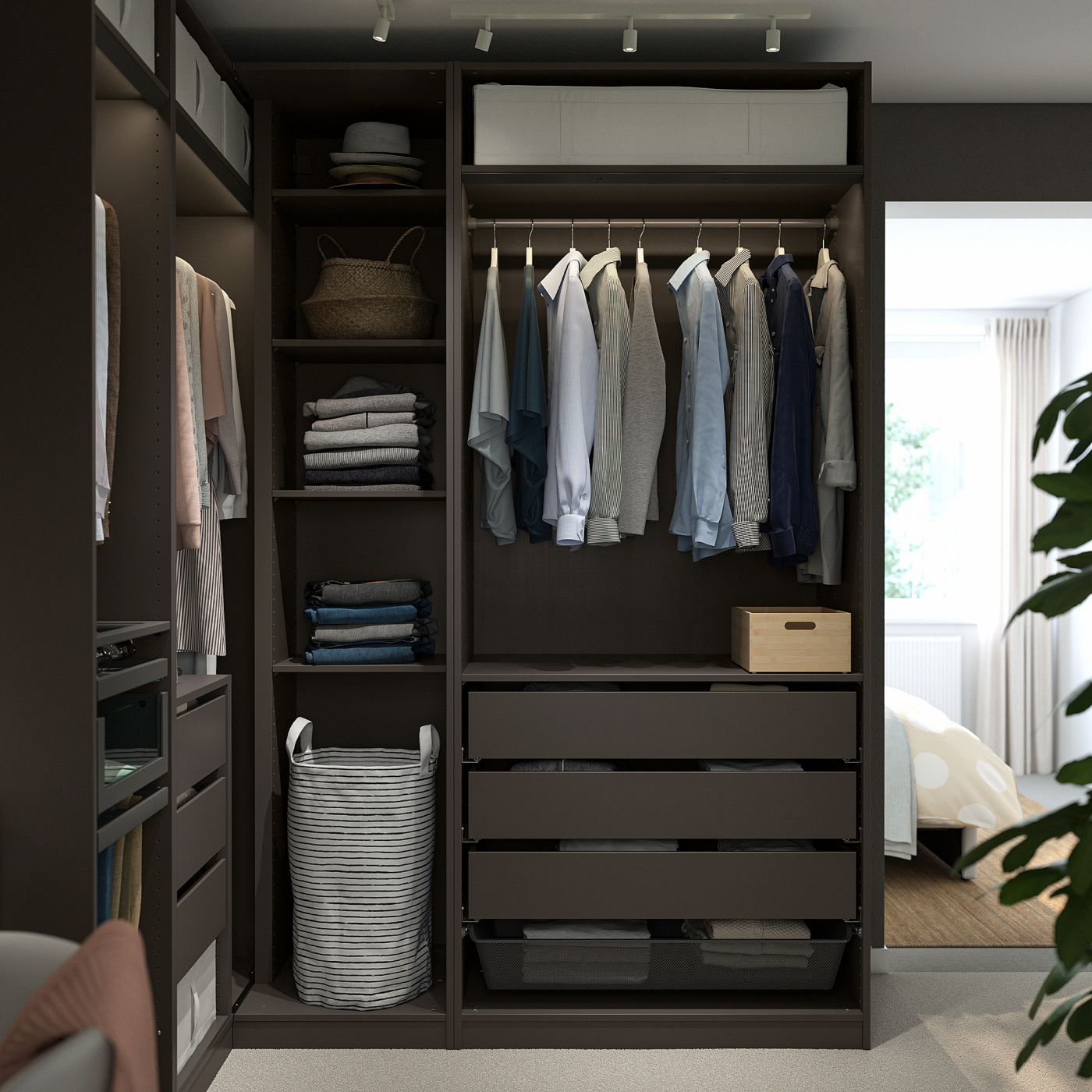 PAX corner wardrobe dark grey - IKEA