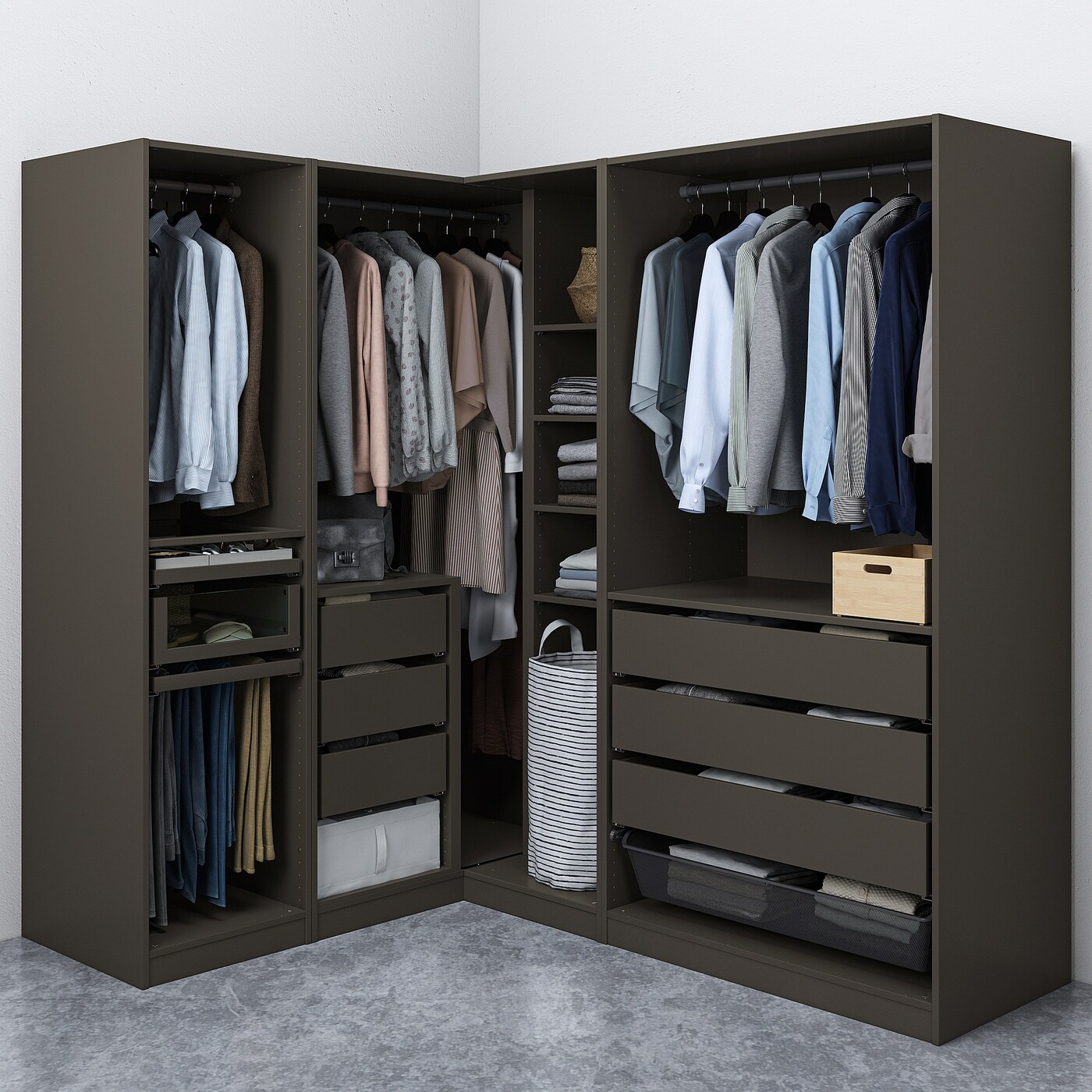 PAX corner wardrobe dark grey - IKEA